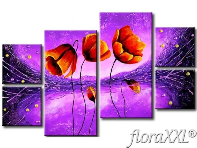 Cuadro en lienzo Amapolas - flores en fondo violeta | 038 Cuadros ... Cuadro en lienzo Amapolas - flores en fondo violeta | 038 Cuadros ...