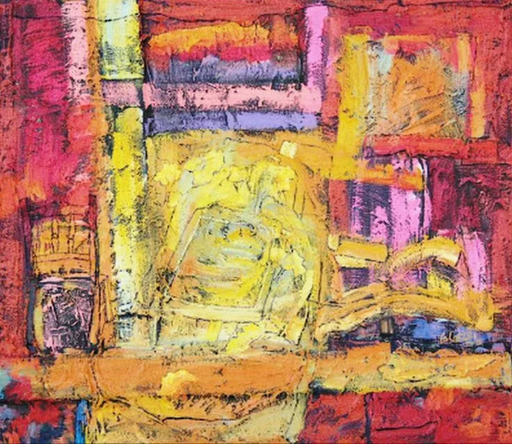 Cuadro moderno estilo abstracto. Colores otoñales y cálidos ... Cuadro moderno estilo abstracto. Colores otoñales y cálidos ...