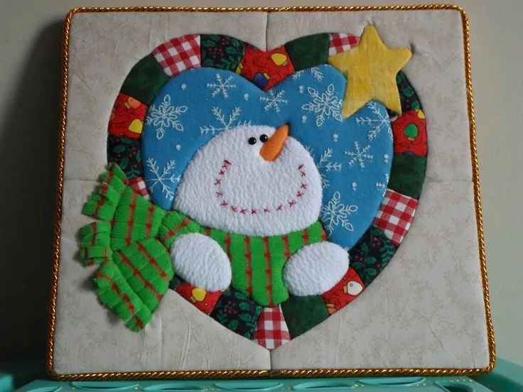 Cuadro Navideño. Tecnica Patchwork sin aguja. | Mis Trabajos ... Cuadro Navideño. Tecnica Patchwork sin aguja. | Mis Trabajos ...