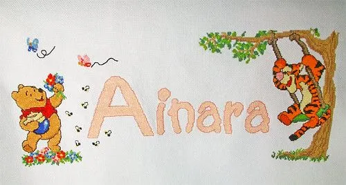Cuadro con el nombre de Ainara en punto de cruz : Labores en Punto ... Cuadro con el nombre de Ainara en punto de cruz : Labores en Punto ...