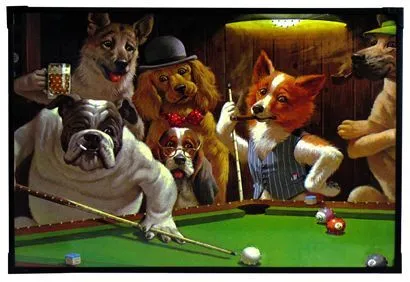 El Cuadro de los perros buldogs jugando billar.