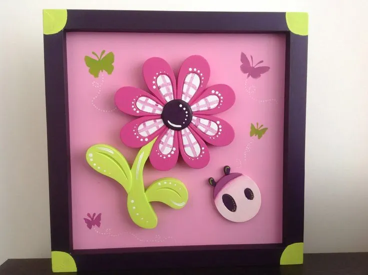 Cuadro en técnica country para niña | Decoracion de espacios ... Cuadro en técnica country para niña | Decoracion de espacios ...