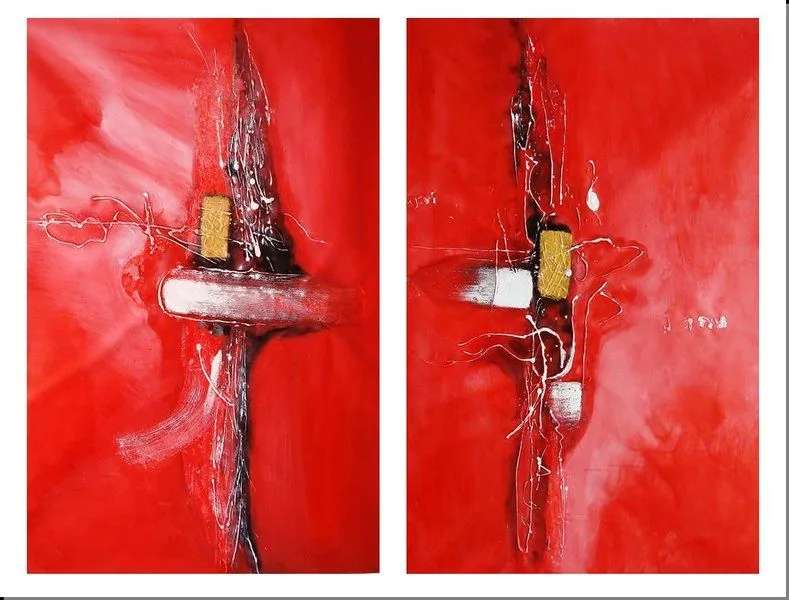 Cuadros abstractos, cuadros modernos, dipticos, Rojo en plenitud I ...