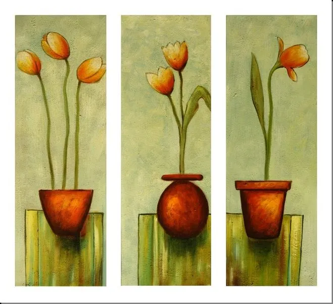 Cuadros abstractos, cuadros modernos, tripticos, Maceta roja con ...