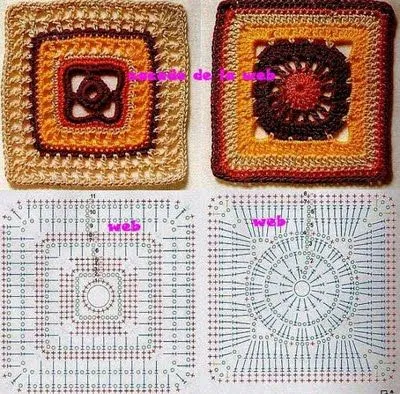Patrones de cuadrados al crochet - Imagui