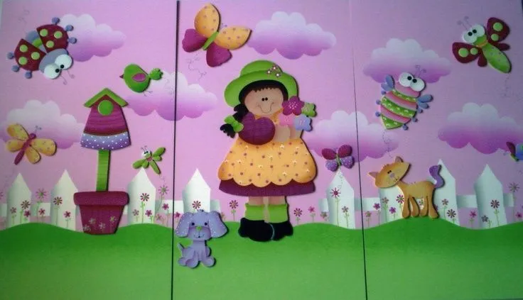 Cuadros decorativos, (trípticos) para niñas! | goma eva enfant ... Cuadros decorativos, (trípticos) para niñas! | goma eva enfant ...
