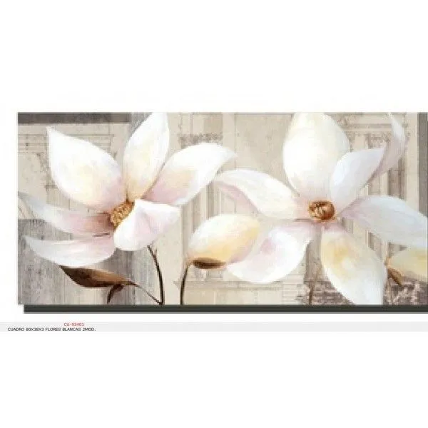 CUADRO 80X38X3 FLORES BLANCAS 2MOD. - Deco-Cuadros Rivero, S.L.