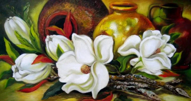 Pinturas de flores blancas - Imagui