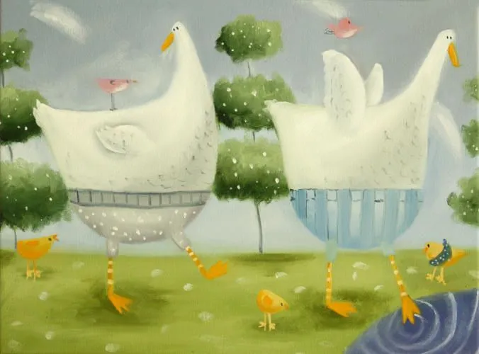 Cuadros modernos, cuadros infantiles, Al agua patos