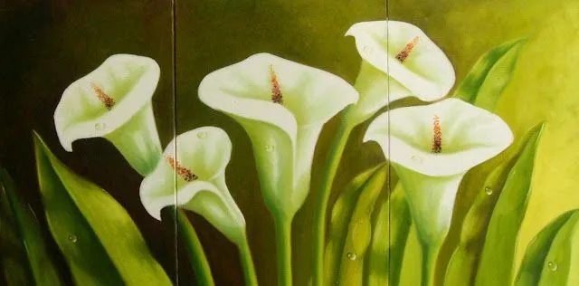 Cuadros Modernos Pinturas : Bodegones de Flores Pintados al Óleo