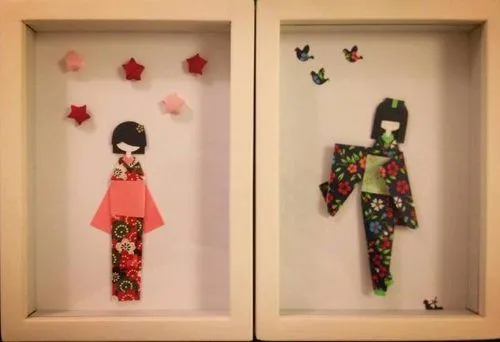 cuadros con muñecas japonesas de papel origami decoración | D ... cuadros con muñecas japonesas de papel origami decoración | D ...