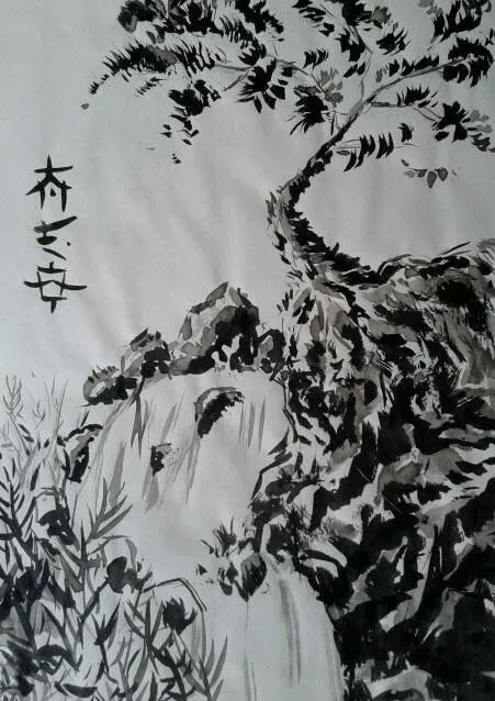 Cuadros al oleo y acuarelas: Tinta China. Paisaje asiatico.