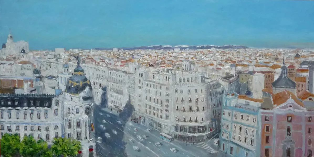 Dos cuadros al oleo de Madrid en dos visiones diferentes Dos cuadros al oleo de Madrid en dos visiones diferentes