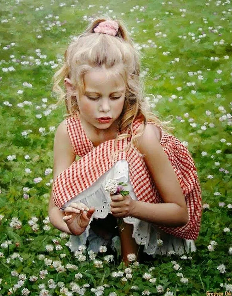 Cuadros oleo pinturas realistas de niñas. Pintor Slava Groshev, Nació en el Año 1967, (Rusia) Cuadros oleo pinturas realistas de niñas. Pintor Slava Groshev, Nació en el Año 1967, (Rusia)