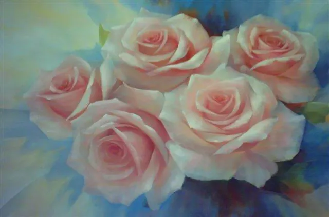 Cuadros en oleo de rosas - Imagui