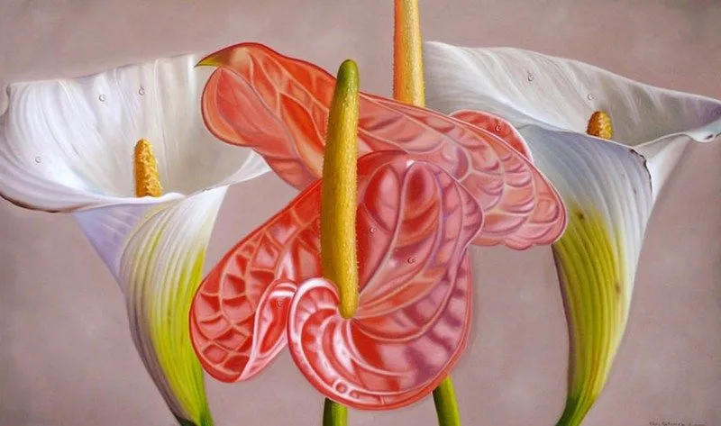 Cuadros pintados con flores grandes - Imagui