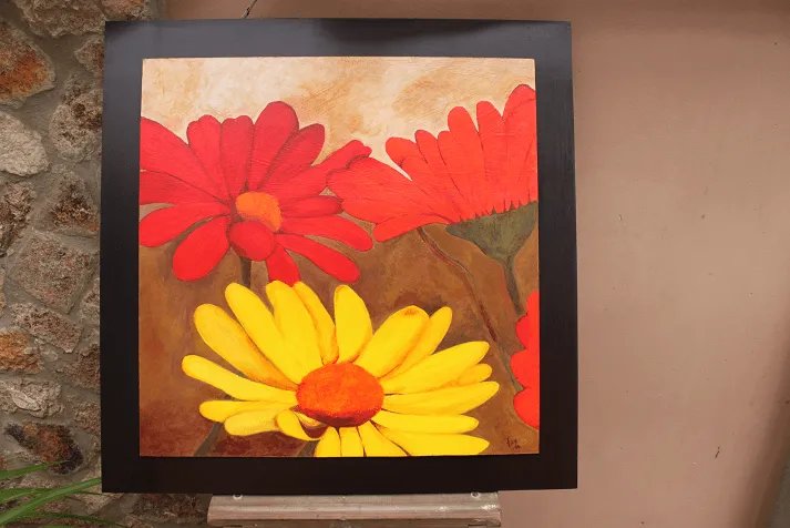 Cuadros pintados a mano con flores - Imagui