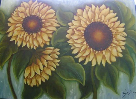Cuadros y pinturas de Domo Awka: Girasoles