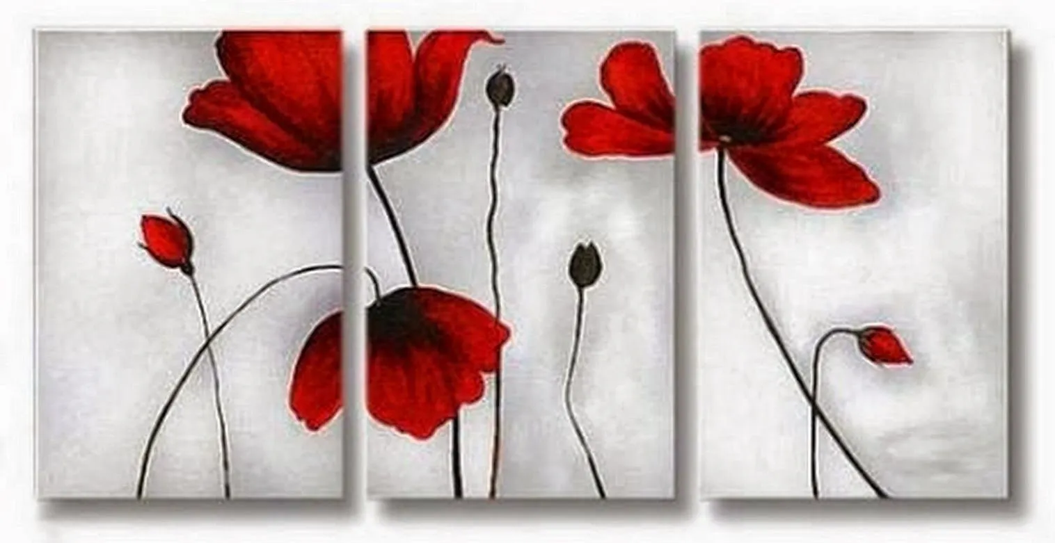 Cuadros Trípticos de Flores Pintados al Óleo | Bodegones y ...