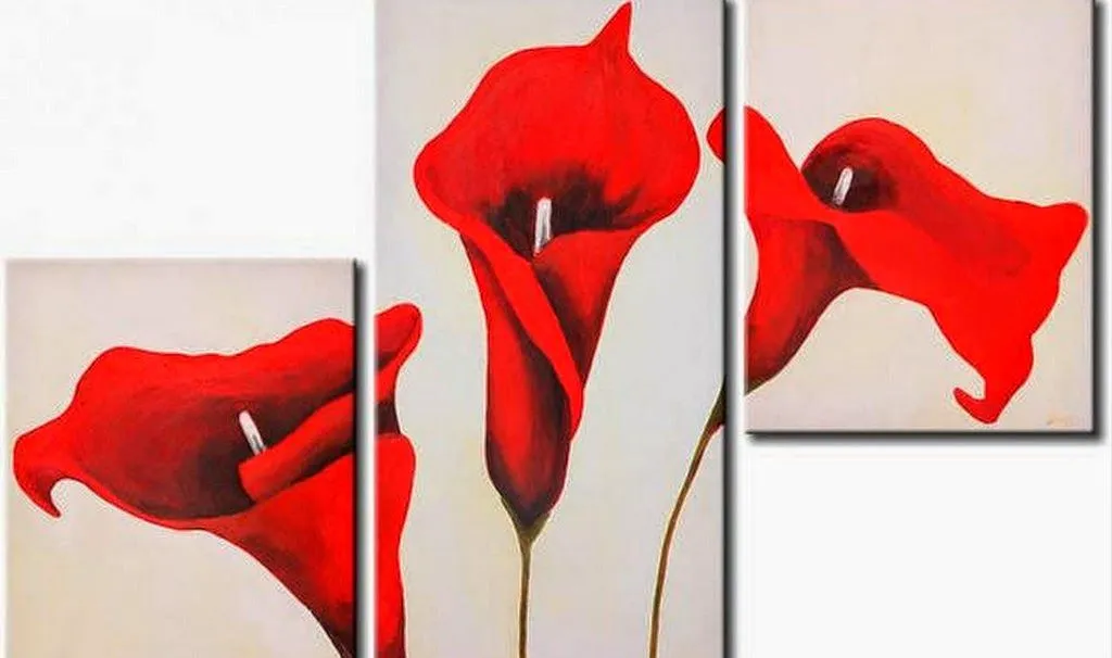 Cuadros Modernos Pinturas y Dibujos : Cuadros Trípticos de Flores ...