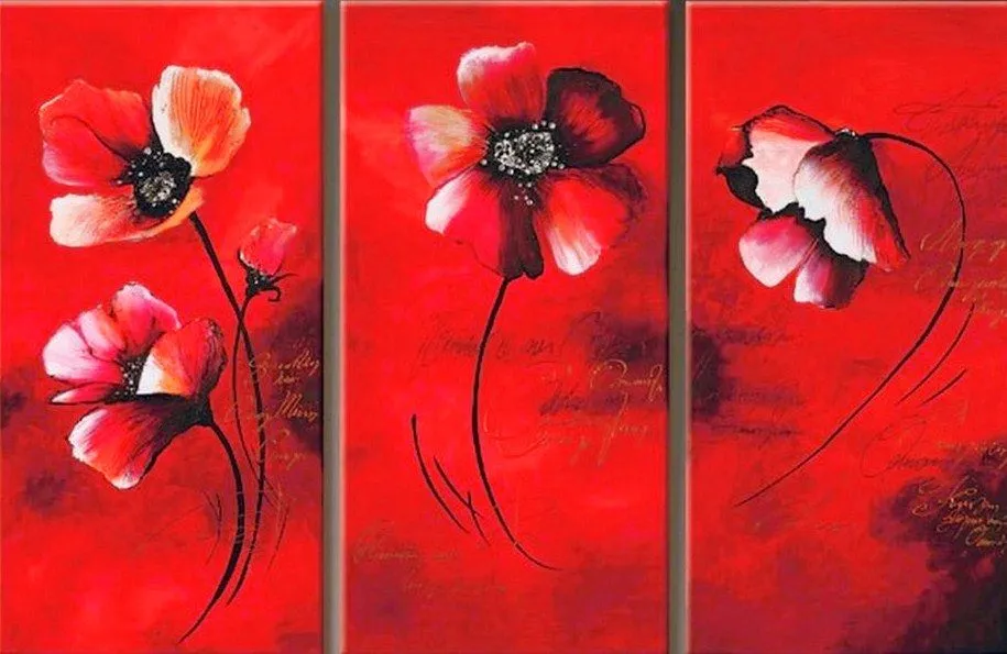CUADROS TRIPTICOS MODERNOS CON FLORES | Arte Pinturas al Óleo CUADROS TRIPTICOS MODERNOS CON FLORES | Arte Pinturas al Óleo