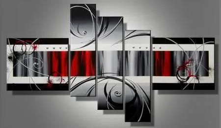 Cuadros Tripticos Modernos En Rojo,gris,negro,alto Relieve S/.390 ...