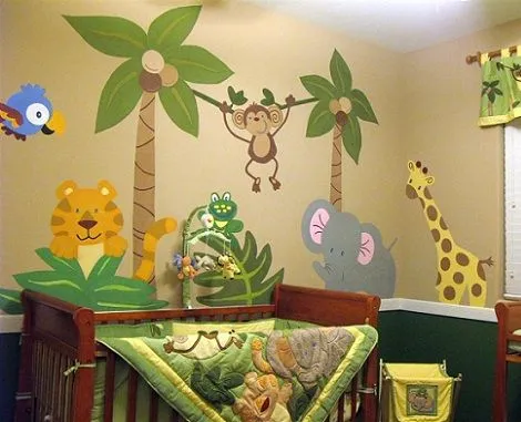 Decoración de habitaciones infantiles de los animales de la selva ...