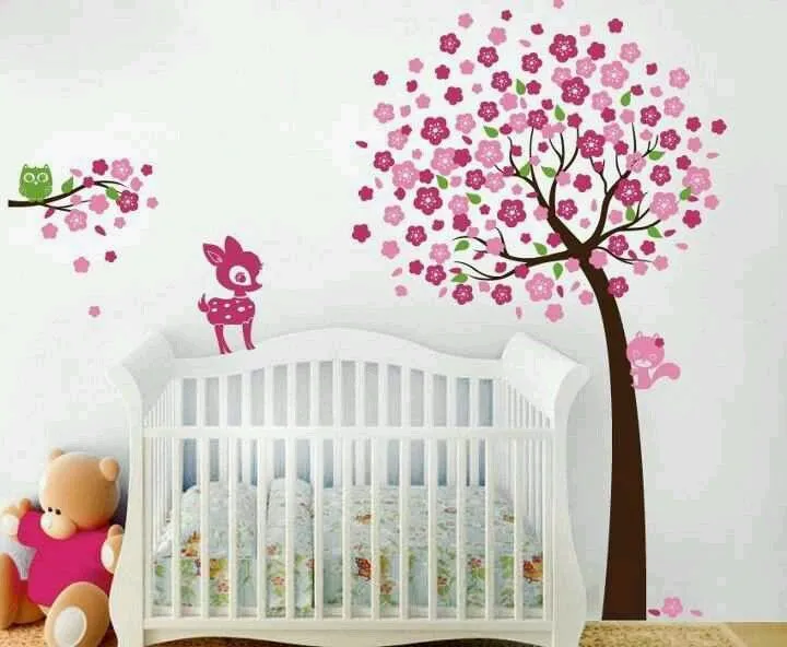 Cuarto para niña, decoralo con un árbol y animalitos de vinil ... Cuarto para niña, decoralo con un árbol y animalitos de vinil ...