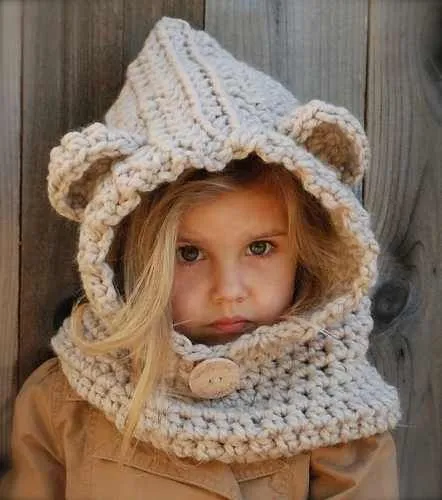 cuello capucha oso | puntos | Pinterest