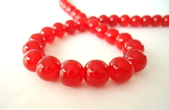 Cuentas Redondas Rojas de Cristal 10 Piezas 8mm por SeSSupplies Cuentas Redondas Rojas de Cristal 10 Piezas 8mm por SeSSupplies
