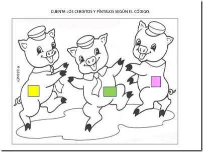 cuento de Los Tres Cerditos y dibujos para colorear | Colorear cuento de Los Tres Cerditos y dibujos para colorear | Colorear