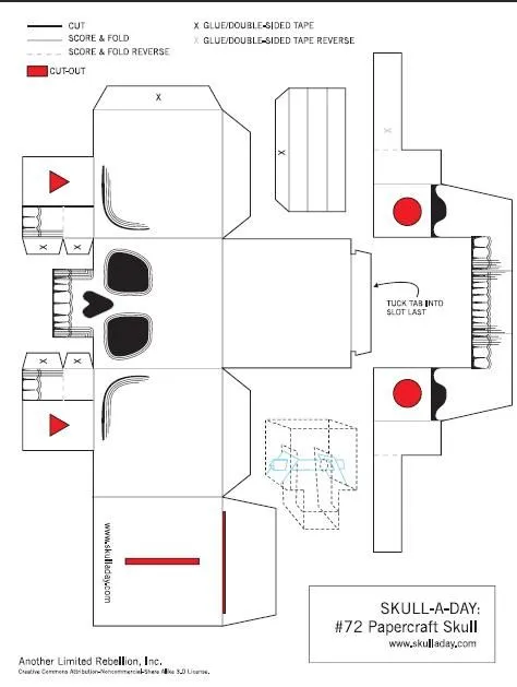 Calavera para recortar y armar - Imagui