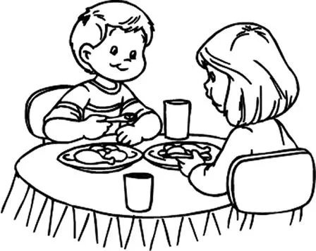 CuentosDeDonCoco.Com: NIÑOS COMIENDO PARA COLOREAR