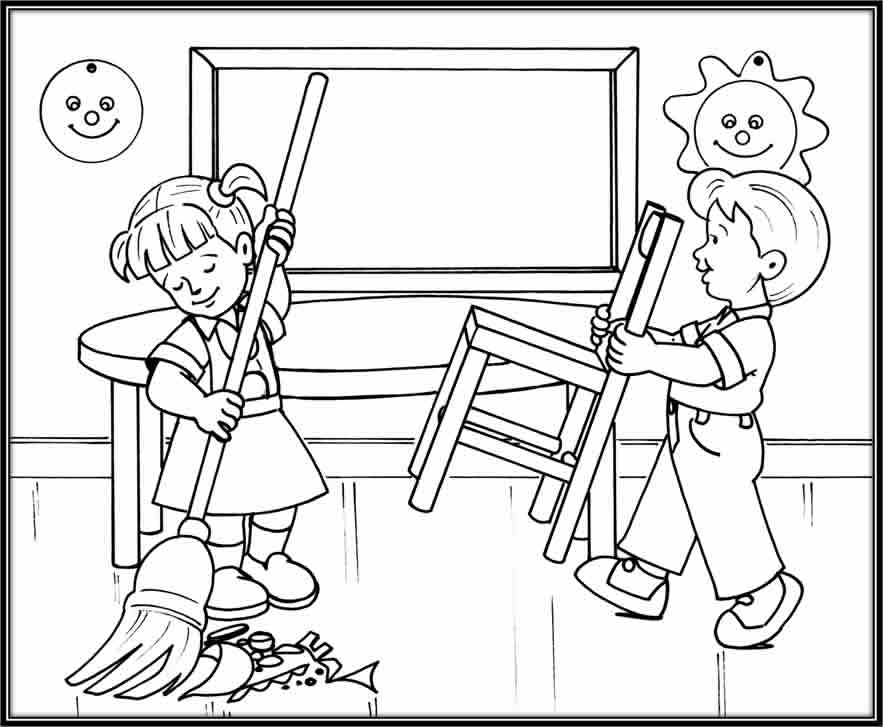 Cuentos de Don Coco: NIÑOS LIMPIANDO SU SALÓN PARA COLOREAR ... Cuentos de Don Coco: NIÑOS LIMPIANDO SU SALÓN PARA COLOREAR ...