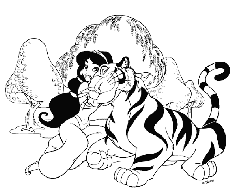 Cuentos infantiles: Aladdin y Jasmine para colorear. Dibujos para ...