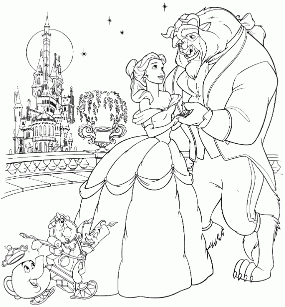 Cuentos infantiles: La Bella y la Bestia para colorear. Dibujos ...