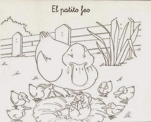 Cuentos infantiles: Dibujos del patito feo para colorear.