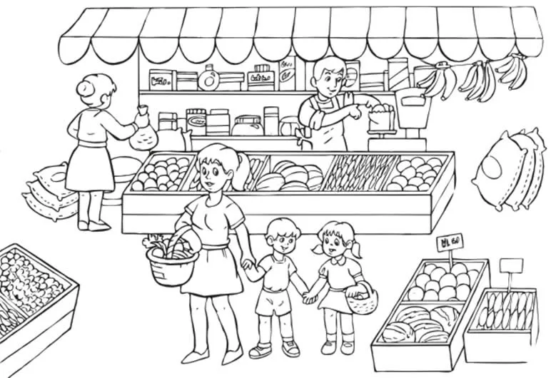 CuentosDeDonCoco.Com: EL MERCADO PARA COLOREAR CuentosDeDonCoco.Com: EL MERCADO PARA COLOREAR