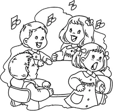 CuentosDeDonCoco.Com: NIÑOS CANTANDO PARA COLOREAR
