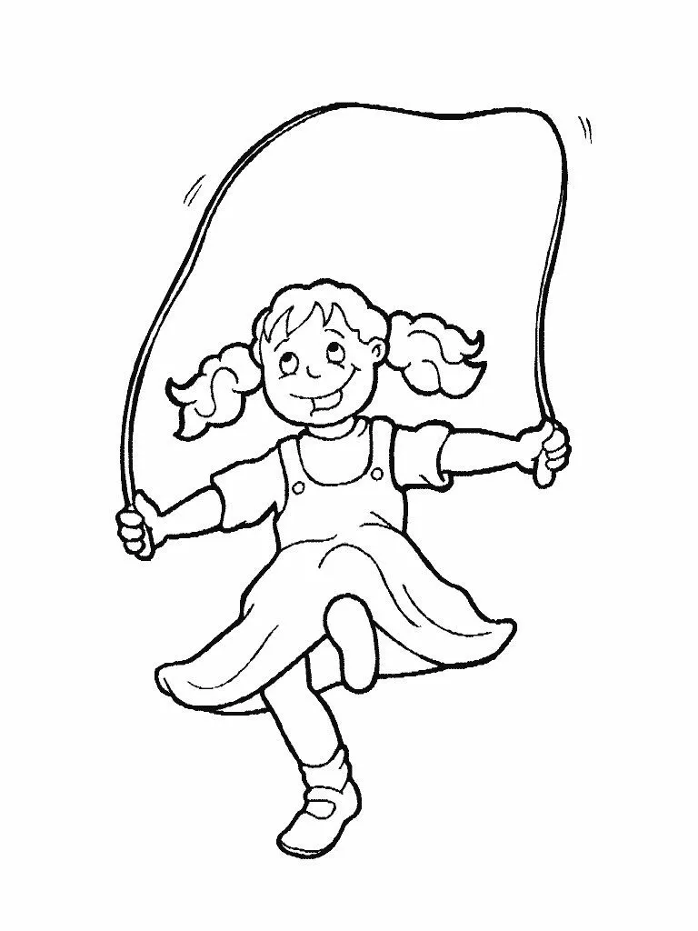 niño brincando la cuerda Colouring Pages