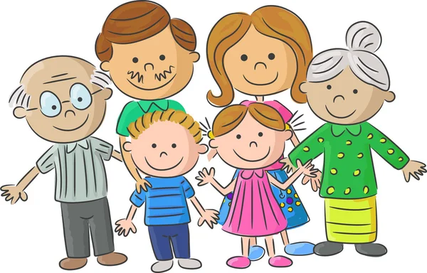 Cuidado de la familia completa de dibujos animados — Vector stock ... Cuidado de la familia completa de dibujos animados — Vector stock ...