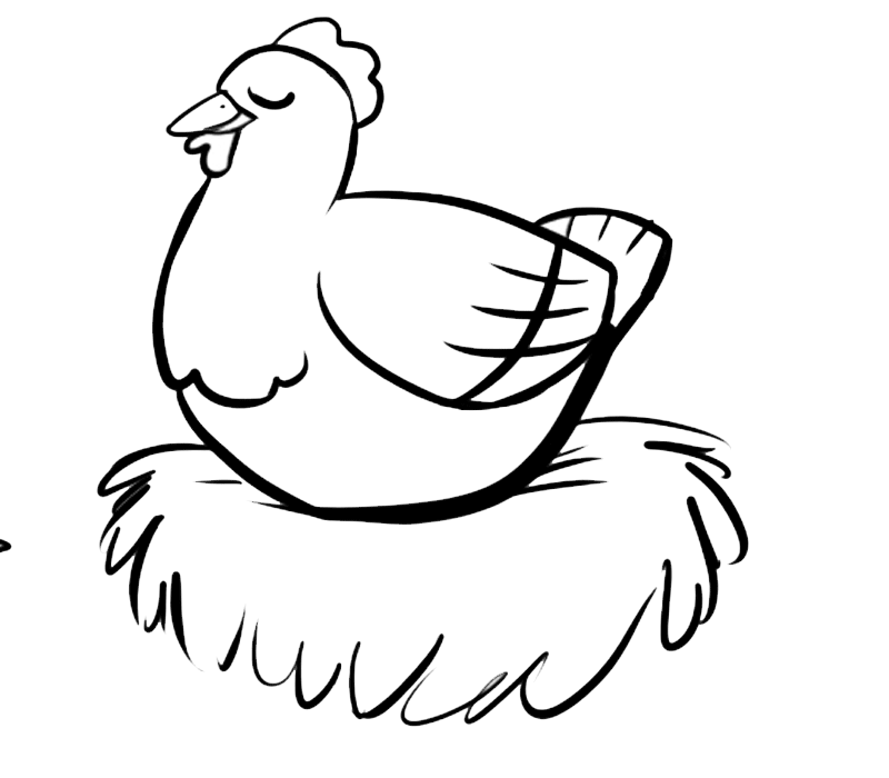 Imprimir dibujos para colorear : Gallina en el nido