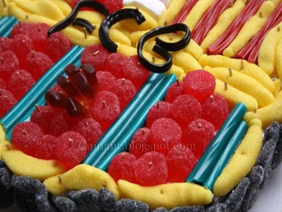 Cuinant: Tarta de chucherias Valencia y Barça Cuinant: Tarta de chucherias Valencia y Barça
