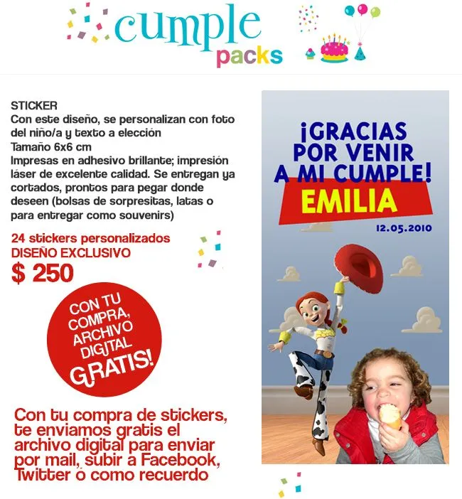 Cumple Packs: Pack Toy Story / JESSY la vaquerita