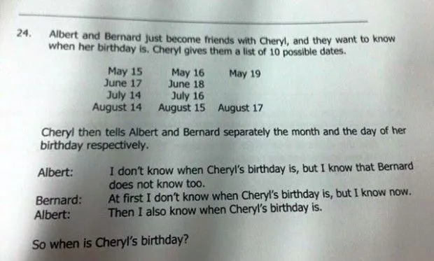 El cumpleaños de Cheryl y otros acertijos lógicos | Ciencias mixtas