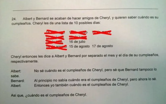 El cumpleaños de Cheryl: el problema de lógica que fríe neuronas ... El cumpleaños de Cheryl: el problema de lógica que fríe neuronas ...