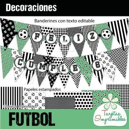 Decoraciones para imprimir para fiesta de futbol personasonalizada ...