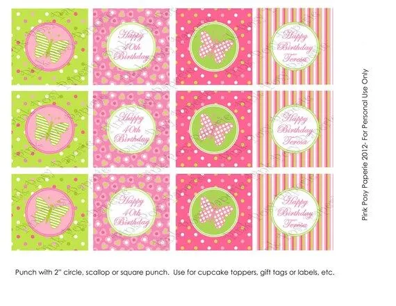 Items similar to Cumpleaños imprimibles mariposa Cupcake Toppers ...