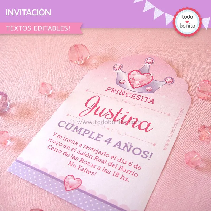 Cumpleaños de Princesa para imprimir - Todo Bonito Cumpleaños de Princesa para imprimir - Todo Bonito