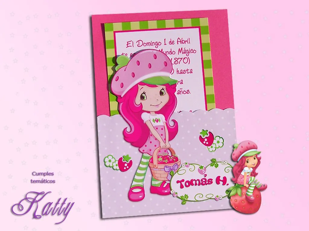 Cumples temáticos: Tarjetas de invitación de Frutillita